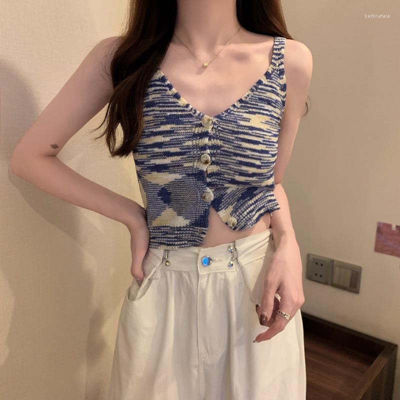 Women's Tanks Camisole Women's Summer Contrast Knit Short Slim Sleeveless Top Ladies Casual T-shirt, Blue
Women's Tanks Camisole Women's Summer Contrast Knit Short Slim Sleeveless Top Ladies Casual T-shirt, Blue