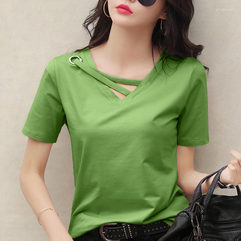 Women's T Shirts V-neck Solid Color Hollow T-shirt Short Sleeve Women Streetwear Tees Casual Top Office Lady All Match Fashion Female Tops, Green
Women's T Shirts V-neck Solid Color Hollow T-shirt Short Sleeve Women Streetwear Tees Casual Top Office Lady All Match Fashion Female Tops, Green