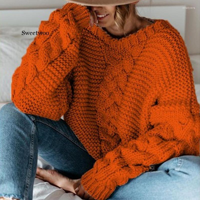 Womens Sweaters Fashion Thickened Sweater Women Autumn Winter Tops Loose Twist Knitted Short Design Pullover Turtleneck Black Female