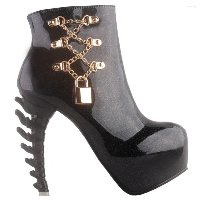Dress Shoes LF80671 SHOW STORY Punk Two Tone Lace Up Zip High-top Bone Platform Ankle Boots, Black
Dress Shoes LF80671 SHOW STORY Punk Two Tone Lace Up Zip High-top Bone Platform Ankle Boots, Black