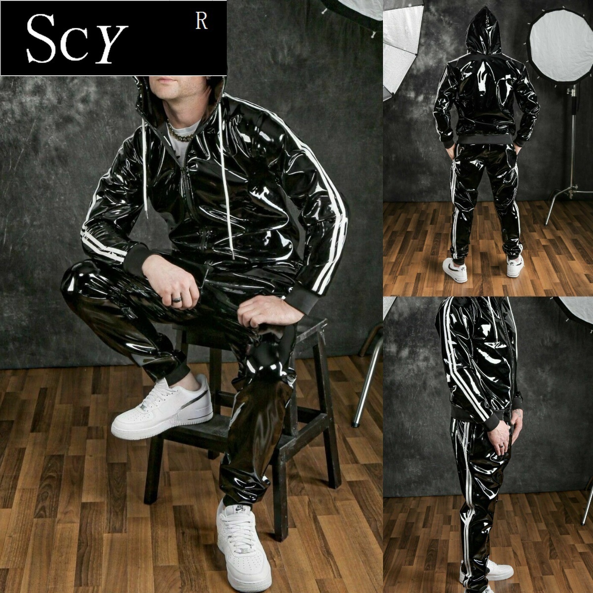 Men's Tracksuits and women's PU leather Hoodie leisure sportswear jogging men's bright 230314, Black
Men's Tracksuits and women's PU leather Hoodie leisure sportswear jogging men's bright 230314, Black