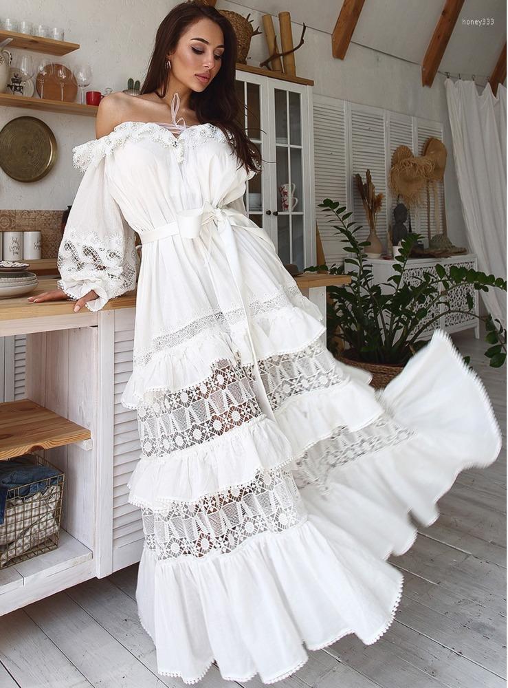 Casual Dresses Fashion Summer Hollow Out Women Maxi Dress Sexy Bubble Long Sleeve Flower Embroidery Solid White Tassels Evening Party
Casual Dresses Fashion Summer Hollow Out Women Maxi Dress Sexy Bubble Long Sleeve Flower Embroidery Solid White Tassels Evening Party