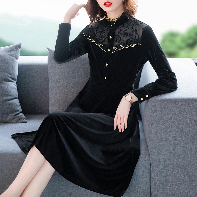 Casual Dresses Autumn Winter Vintage Black Lace Gold Velvet 2023 4XL Plus Size Midi Elegant Women Bodycon Party Vestidos
Casual Dresses Autumn Winter Vintage Black Lace Gold Velvet 2023 4XL Plus Size Midi Elegant Women Bodycon Party Vestidos