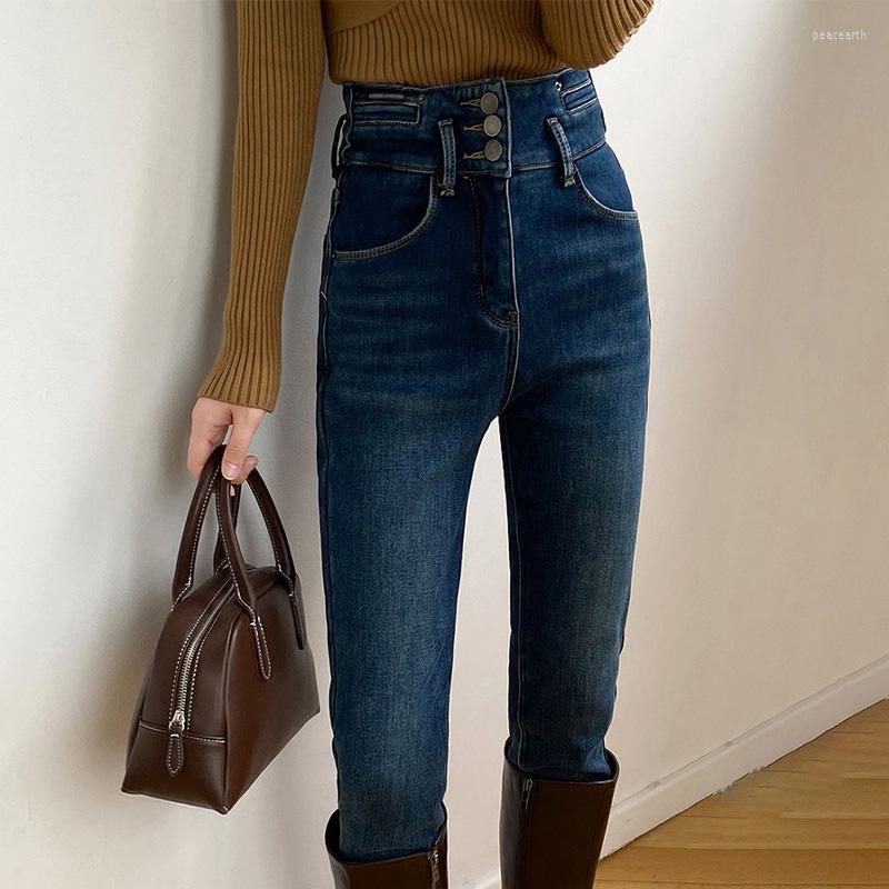 Women' Jeans Simple Women' Light Ripening Solid High Waist Pencil Pants Versatile Pocket Buttons Thickening Warm Female Trousers, Blue
Women' Jeans Simple Women' Light Ripening Solid High Waist Pencil Pants Versatile Pocket Buttons Thickening Warm Female Trousers, Blue
