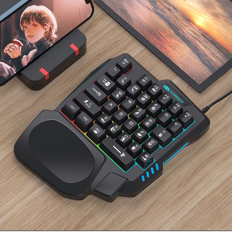 Mobile Phone PUBG One-Handed Gaming Keyboard and Mouse Kit Wired Mouse Keyboard Set for Mobile Phone Tablet PC Android Gamer