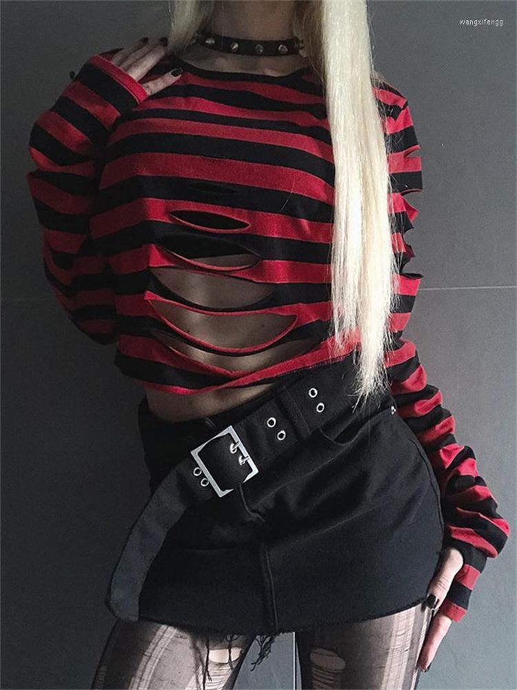 Women' T Shirts Dark Street Trend Personality Sexy Thin Top Harajuku Vintage Striped Long-sleeved 2023 Autumn Tattered T-shirts Tops Y2k, Red
Women' T Shirts Dark Street Trend Personality Sexy Thin Top Harajuku Vintage Striped Long-sleeved 2023 Autumn Tattered T-shirts Tops Y2k, Red