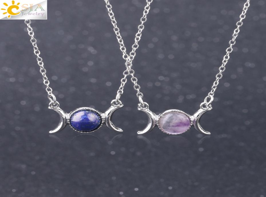 CSJA Women Wicca Triple Moon Goddess Gems Stone Pendant Necklace Girl Healing Crystal Natural Gemstone Clavicle Necklaces Wholesal9194431
CSJA Women Wicca Triple Moon Goddess Gems Stone Pendant Necklace Girl Healing Crystal Natural Gemstone Clavicle Necklaces Wholesal9194431