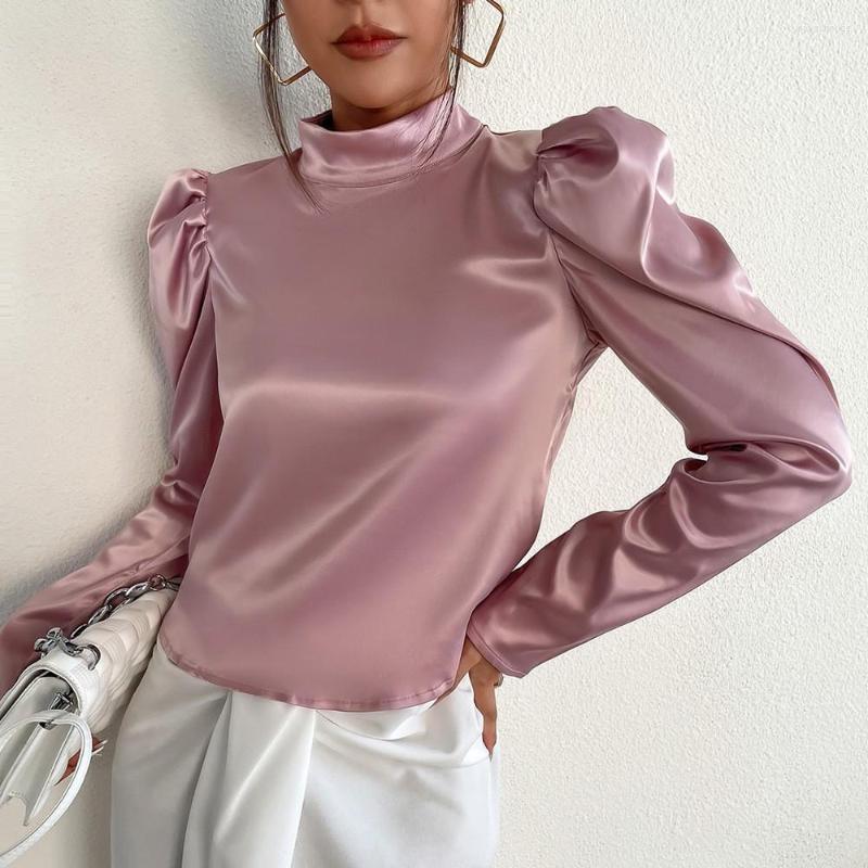 Women's T Shirts Elegant Satin Women's Blouse Casual Puff Long Sleeve Top Fashion Chic Pink Shirt Spring Autumn Turtleneck Tops 2023, Lotus color
Women's T Shirts Elegant Satin Women's Blouse Casual Puff Long Sleeve Top Fashion Chic Pink Shirt Spring Autumn Turtleneck Tops 2023, Lotus color