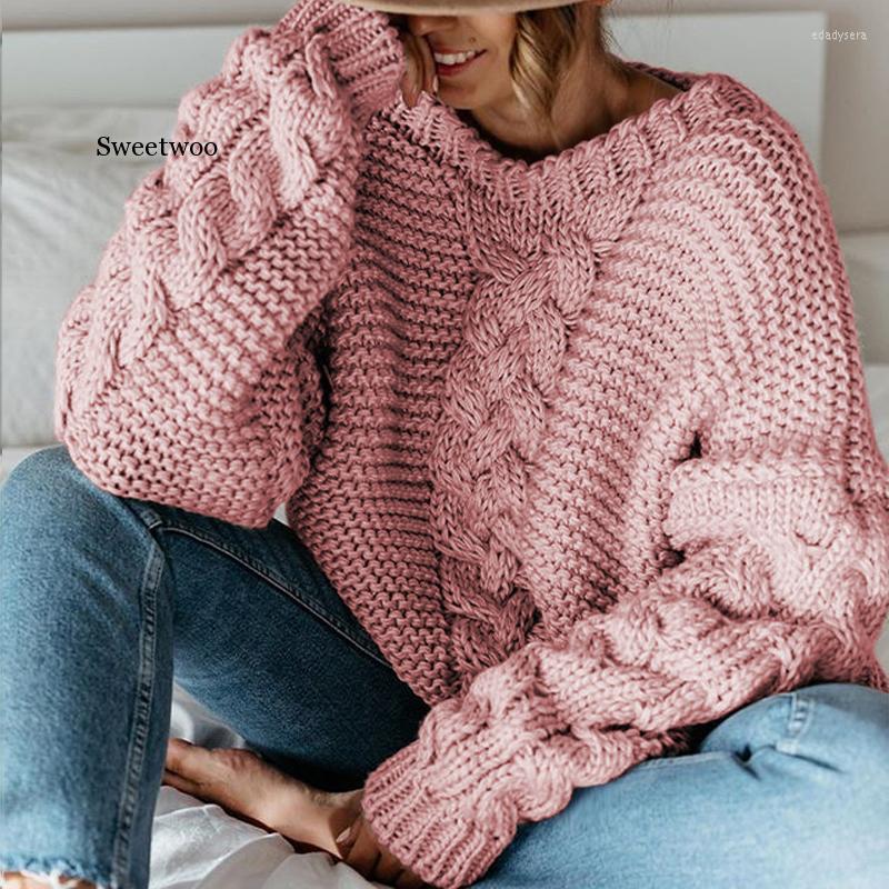 Womens Sweaters Fashion Thickened Sweater Women Autumn Winter Tops Loose Twist Knitted Short Design Pullover Turtleneck Black Female