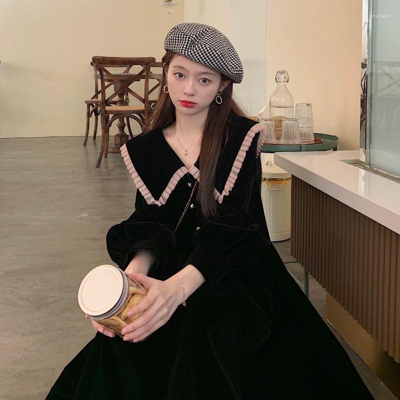 Casual Dresses Hepburn Style Doll Collar Black Skirt 2023 Women's Wear Large Lapel Waist Dress Women Plus Size Double-layer
Casual Dresses Hepburn Style Doll Collar Black Skirt 2023 Women's Wear Large Lapel Waist Dress Women Plus Size Double-layer