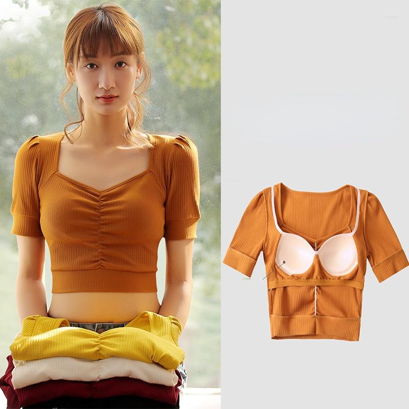 Women's T Shirts MRMT 2023 Brand Short Sleeve T-Shirt With Breast Pad Women's Exposed Navel Bra Cup Integrated Wear Free Underwear, White
Women's T Shirts MRMT 2023 Brand Short Sleeve T-Shirt With Breast Pad Women's Exposed Navel Bra Cup Integrated Wear Free Underwear, White