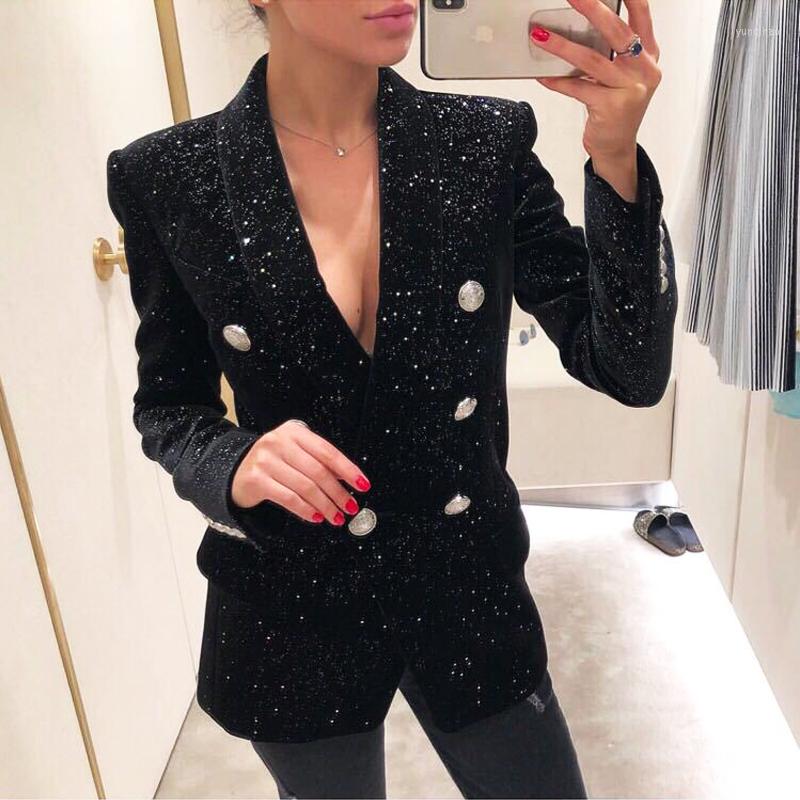 Women' Suits High Quality 2023 Early Spring Wild Velvet Slim Long-sleeved Suit Luxury Starry Sky Shiny Black Small Jacket Female
Women' Suits High Quality 2023 Early Spring Wild Velvet Slim Long-sleeved Suit Luxury Starry Sky Shiny Black Small Jacket Female