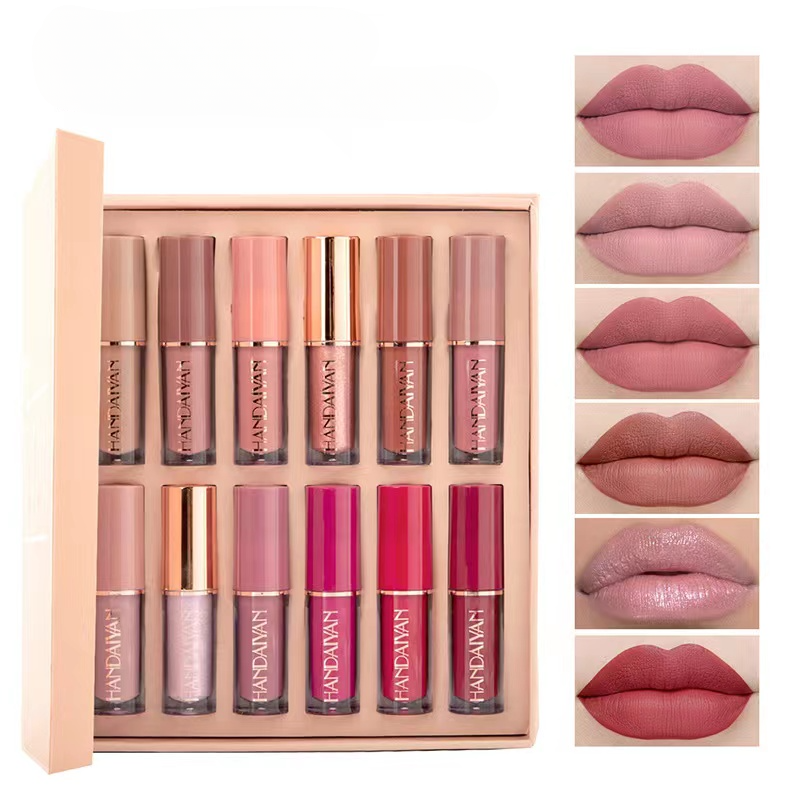 12-color book lip gloss set matte pearlescent non-stick lip glaze lipstick fast delivery, Red
12-color book lip gloss set matte pearlescent non-stick lip glaze lipstick fast delivery, Red