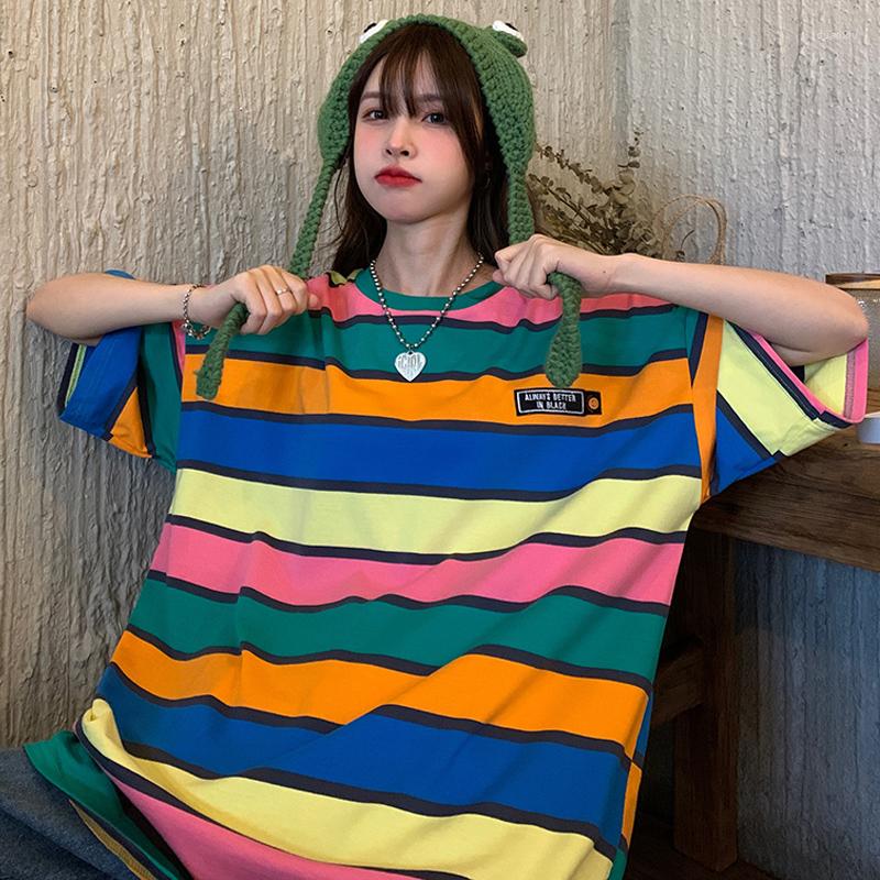 Women's T Shirts 2023 Summer Rainbow Stripes Short Sleeve T-Shirts Female Oversized Harajuku Patchwork T-Shirt Hip Hop Streetwear Women Y2k, Rainbow colors
Women's T Shirts 2023 Summer Rainbow Stripes Short Sleeve T-Shirts Female Oversized Harajuku Patchwork T-Shirt Hip Hop Streetwear Women Y2k, Rainbow colors