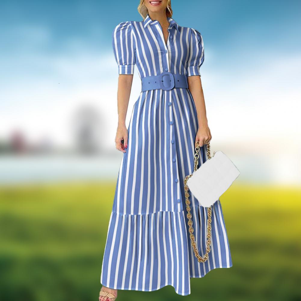 Casual Dresses Simple Maxi Dress Ladies Long Dress Belt Solid Color Pure Color High Waist Dress 230316