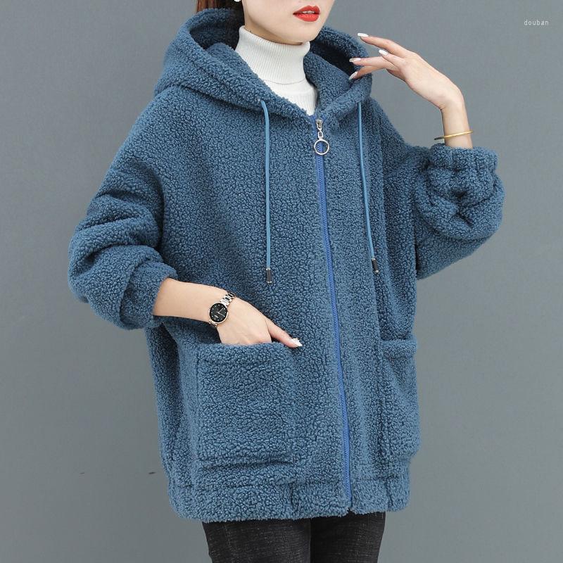 Women's Jackets 2023 Autumn Winter Female Fashion Casual Artificial Lamb Wool Coat Stitching Hooded Zipper Ladies Korean Coats Women, Blue
Women's Jackets 2023 Autumn Winter Female Fashion Casual Artificial Lamb Wool Coat Stitching Hooded Zipper Ladies Korean Coats Women, Blue