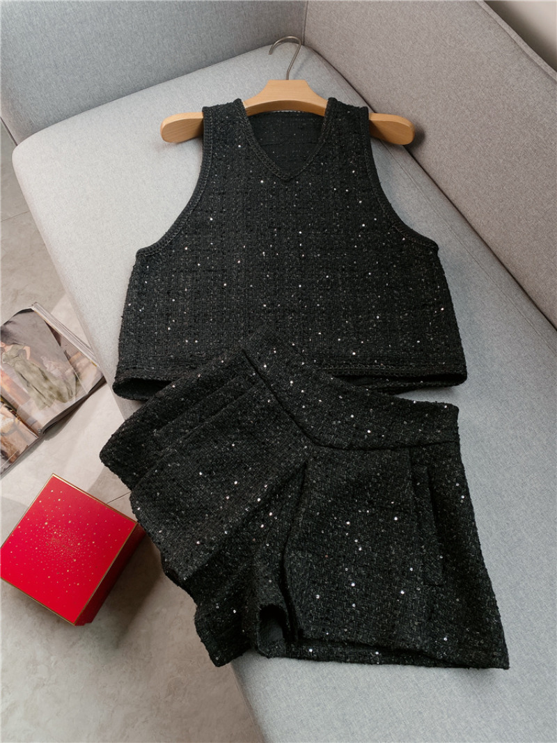Womens Two Piece Pants Tweed Sleeveless Vest Shorts Set Spring Womens Vneck Sequins Embellishment Overlay Tweed VestBright Silk Tweed Skirt 230316, Culotte
Womens Two Piece Pants Tweed Sleeveless Vest Shorts Set Spring Womens Vneck Sequins Embellishment Overlay Tweed VestBright Silk Tweed Skirt 230316, Culotte