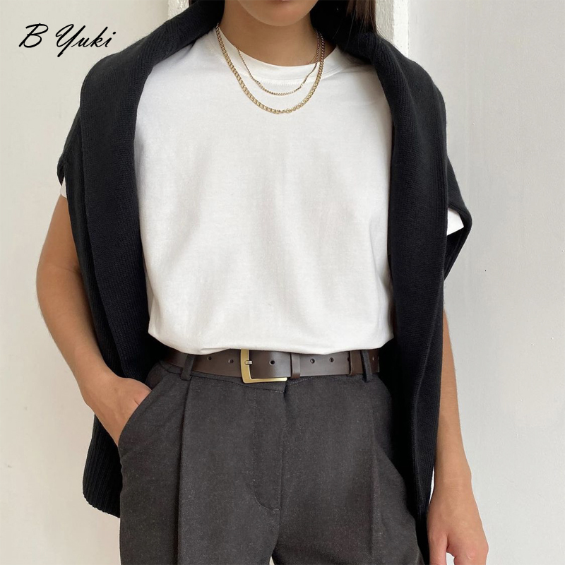 Women's TShirt Blessyuki 100 Cotton Soft Basic T Shirt Women Summer Oversized Casual Solid Tee Female Loose Short Sleeve Simple Tops 230314