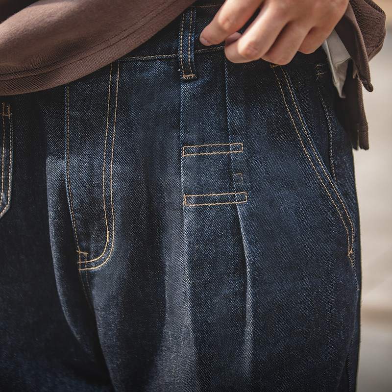 Men's Jeans Maden Retro Denim Wash Baggy Men's Jeans Wide Leg Tapered Pants Fashion Casual Streetwear Jean Straight Elastic Men Trousers 230