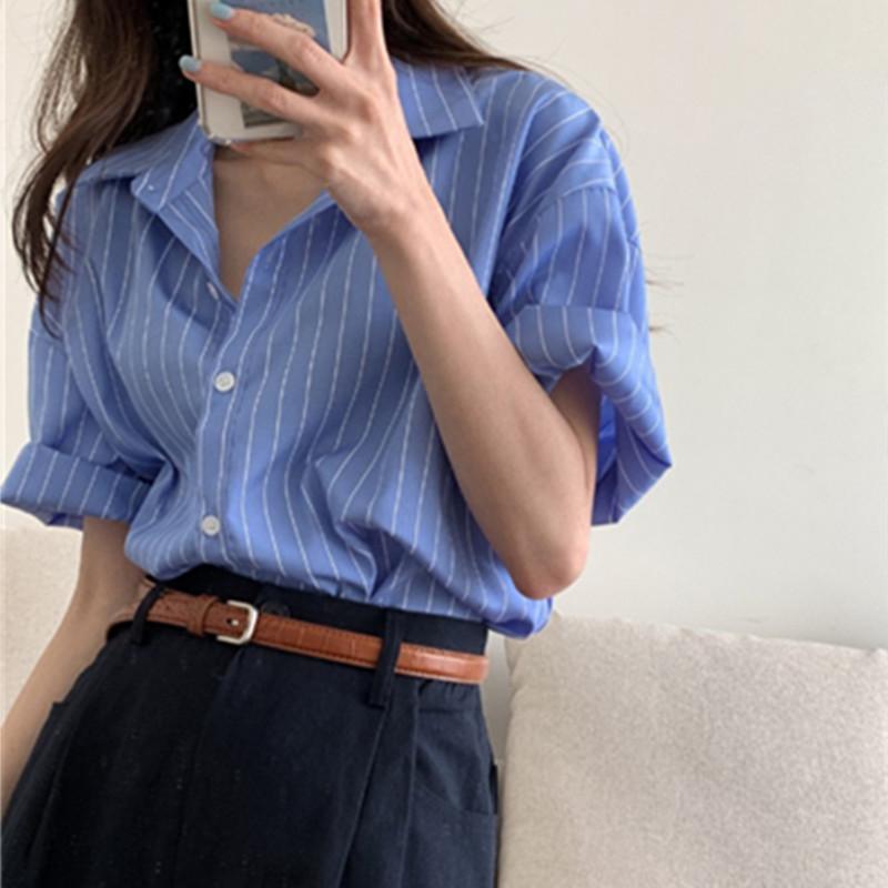 Women's Tracksuits Alien Kitty 2023 Summer Women Two-Piece Sets Striped Short-Sleeved All-Match Shirt Fashion High-Waist Loose Casual Shorts, Blue top
Women's Tracksuits Alien Kitty 2023 Summer Women Two-Piece Sets Striped Short-Sleeved All-Match Shirt Fashion High-Waist Loose Casual Shorts, Blue top