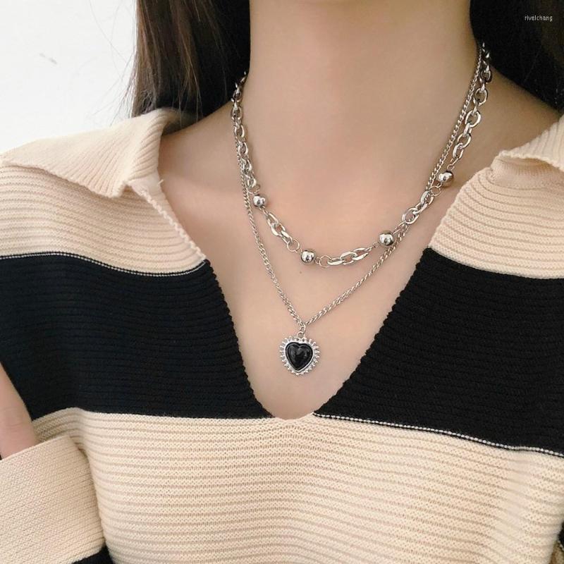 Pendant Necklaces Punk Double-layer Black Heart Necklace For Women Egirl Hip Hop Stainless Steel Beaded Chain Grunge Emo Jewelry
Pendant Necklaces Punk Double-layer Black Heart Necklace For Women Egirl Hip Hop Stainless Steel Beaded Chain Grunge Emo Jewelry