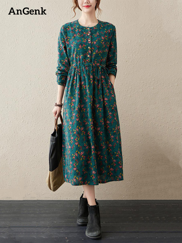 Casual Dresses Long Sleeve Cotton Linen Vintage Floral Print Dresses For Women Spring Autumn Casual Dress Robe Femme Elegant Clothing 230316, Green
Casual Dresses Long Sleeve Cotton Linen Vintage Floral Print Dresses For Women Spring Autumn Casual Dress Robe Femme Elegant Clothing 230316, Green