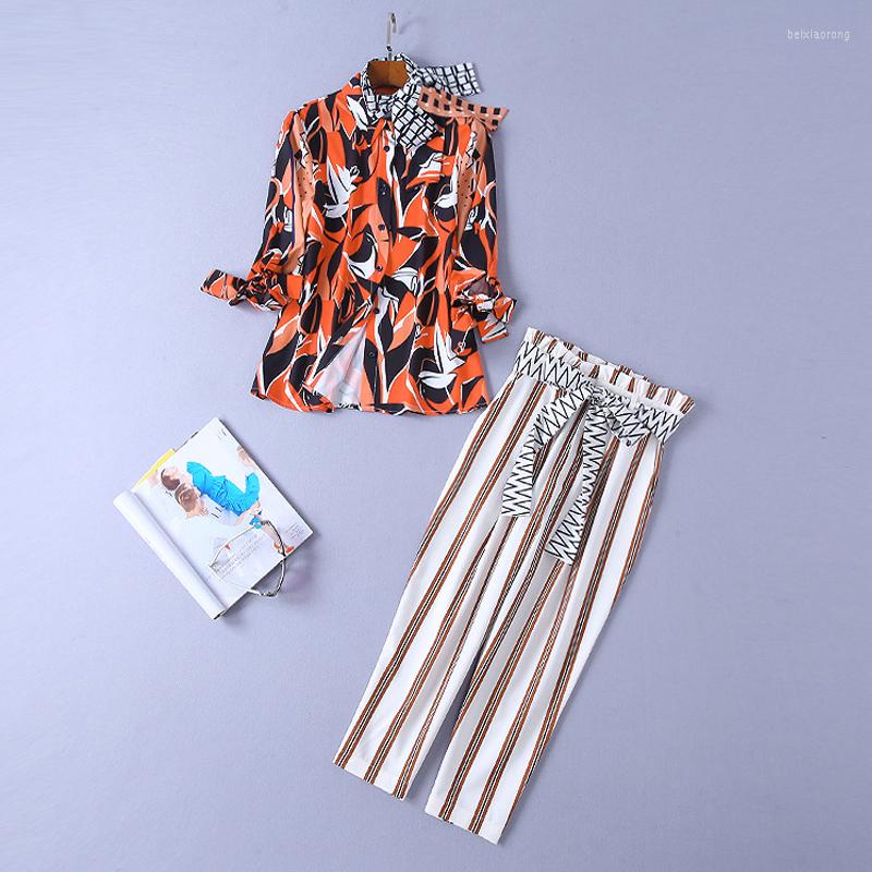 Women' Two Piece Pants -3XL High Quality 2023 Fashion Color Matching Printed Bow Shirt Striped Belt Women Suit Gift With The Same Tie, Multi
Women' Two Piece Pants -3XL High Quality 2023 Fashion Color Matching Printed Bow Shirt Striped Belt Women Suit Gift With The Same Tie, Multi