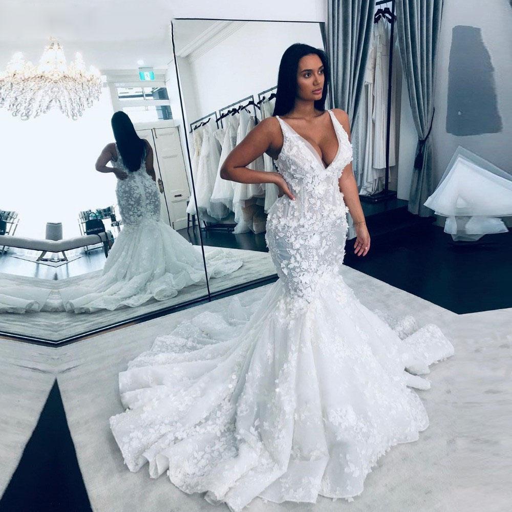 Ruffles Layered Skirt Lace Mermaid Wedding Dress Robe De Mariee Backless Deep V Neck Tiered Bridal Gowns Modern Design, Ivory
Ruffles Layered Skirt Lace Mermaid Wedding Dress Robe De Mariee Backless Deep V Neck Tiered Bridal Gowns Modern Design, Ivory