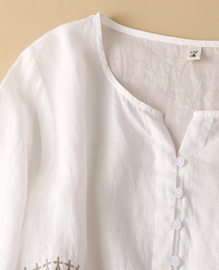 Casual Dresses Summer Women's Cotton and Linen Dress Ethnic Style Embroidery Temperament Round Neck Midi Skirt Loose and Casual 230316