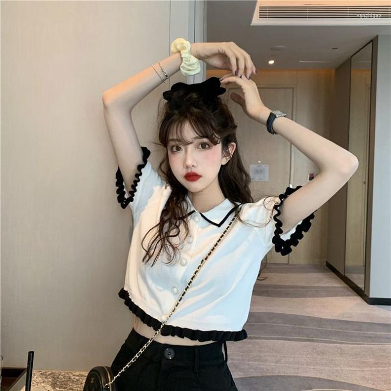 Women's T Shirts Woman TShirts Retro T-Shirt Ruffled Short Sleeves Knitted Top Summer Crop Mujer Camisetas, White
Women's T Shirts Woman TShirts Retro T-Shirt Ruffled Short Sleeves Knitted Top Summer Crop Mujer Camisetas, White