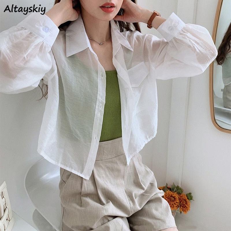 Women' Blouses & Shirts Women Long Sleeve Sun-proof Crop Tops Thin Summer Clothes Sweet Elegant Lovely Female Pockets Fashion Korean Casual, Green
Women' Blouses & Shirts Women Long Sleeve Sun-proof Crop Tops Thin Summer Clothes Sweet Elegant Lovely Female Pockets Fashion Korean Casual, Green