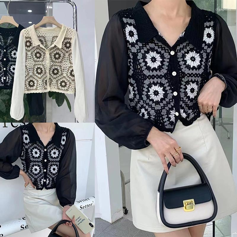 Women's Knits Crochet Outwear Lapel Button Up Jacket Women Knit Floral Loose Cropped Cardigan, Black
Women's Knits Crochet Outwear Lapel Button Up Jacket Women Knit Floral Loose Cropped Cardigan, Black