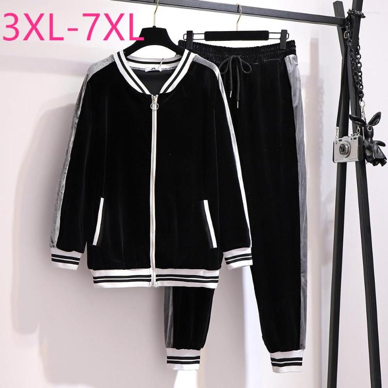 Tracksuits Autumn Winter Plus Size Women Clothing Athletic Wear Sets Large Loose Black Jacket And Pant Sports Suit 3XL 5XL 6XL 7XL
Tracksuits Autumn Winter Plus Size Women Clothing Athletic Wear Sets Large Loose Black Jacket And Pant Sports Suit 3XL 5XL 6XL 7XL
