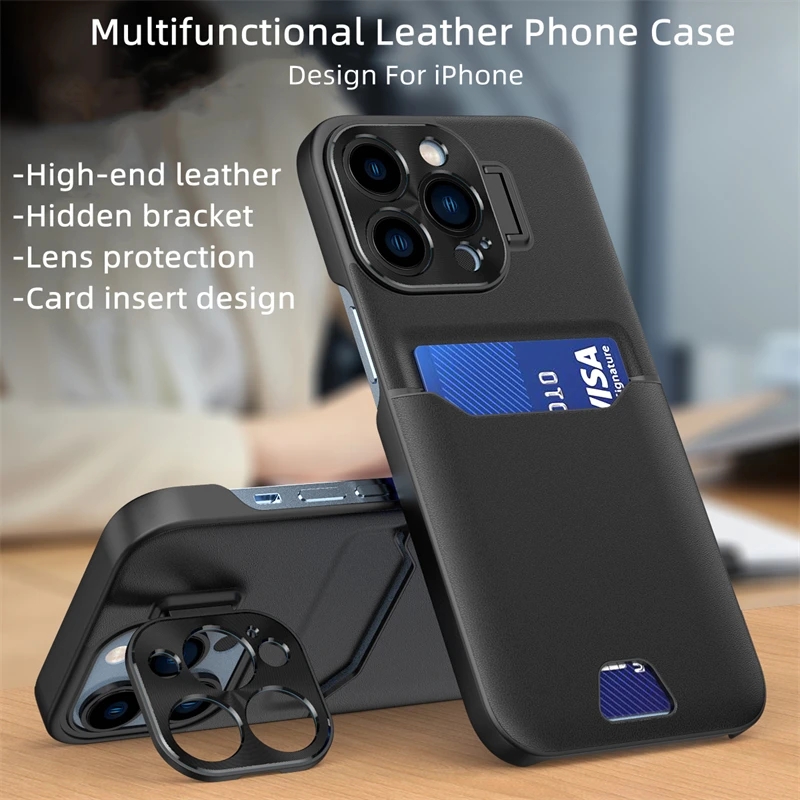 Luxury cases Leather Card Holder Slot Invisible Bracket Stand Phone Case For iPhone 14 13 12 Pro Max Mini Metal Lens Protective Cover samsung s22 s23 plus ultra
Luxury cases Leather Card Holder Slot Invisible Bracket Stand Phone Case For iPhone 14 13 12 Pro Max Mini Metal Lens Protective Cover samsung s22 s23 plus ultra