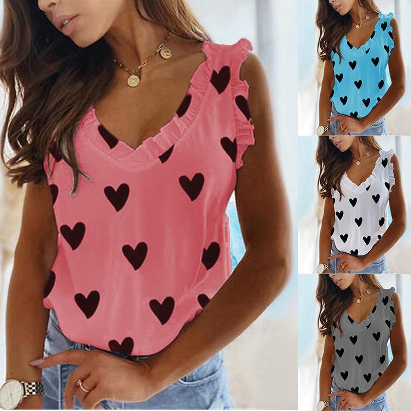Women's Tanks Summer Tank Top Women'S Love Print V-Neck Ruffle Pleated T-Shirt Tops Women Female & Lady Fashion Casual Shirts
Women's Tanks Summer Tank Top Women'S Love Print V-Neck Ruffle Pleated T-Shirt Tops Women Female & Lady Fashion Casual Shirts