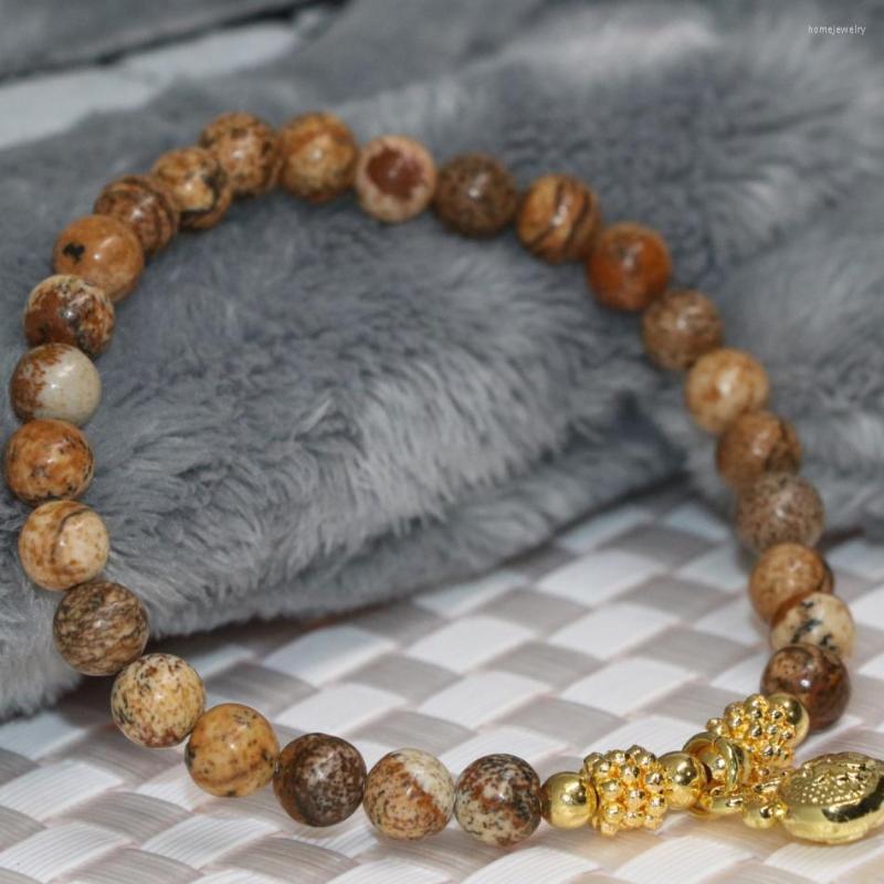 Strand Gold-color Accessories Multicolor Natural Picture Stone Vintage Bracelet 6mm Round Antique Spacer Jewelry Making 7.5inch B1933
Strand Gold-color Accessories Multicolor Natural Picture Stone Vintage Bracelet 6mm Round Antique Spacer Jewelry Making 7.5inch B1933