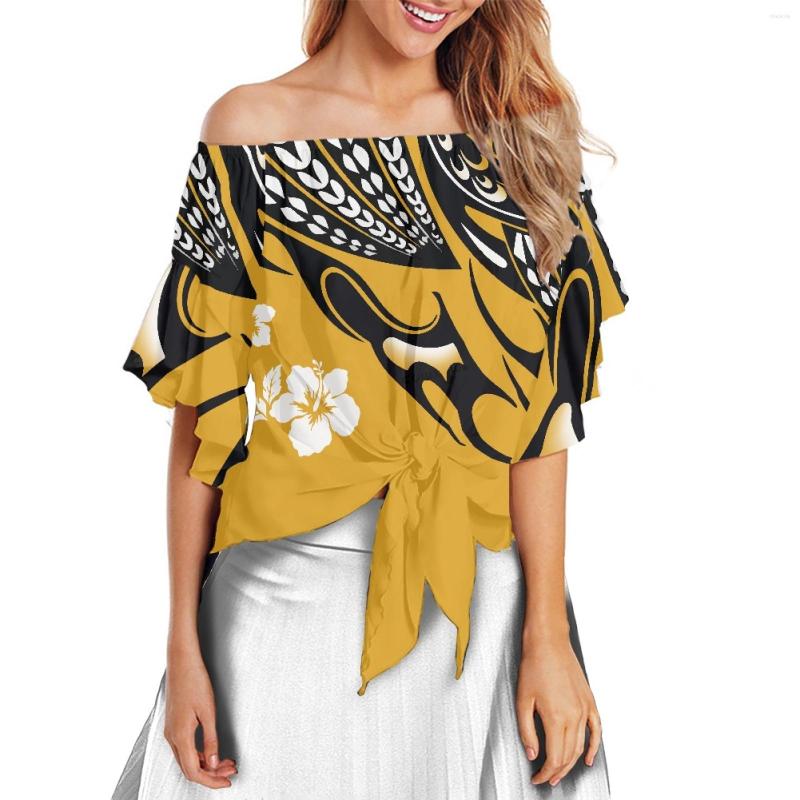 Women's T Shirts Wholesale Price Retro Style Off Shoulder Tops Hawaii Polynesian Women Shirt Charming Flare Sleeve Stylish Chiffon Top, Ysfd1800x13
Women's T Shirts Wholesale Price Retro Style Off Shoulder Tops Hawaii Polynesian Women Shirt Charming Flare Sleeve Stylish Chiffon Top, Ysfd1800x13