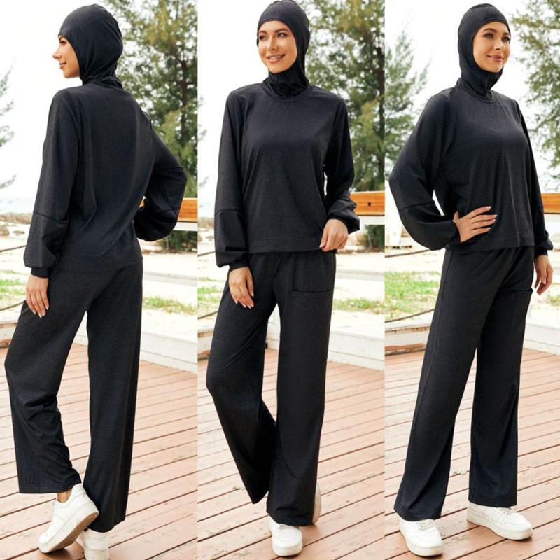 Ethnic Clothing Women Muslim Swimwear Full Cover 3pcs Islamic Hijab Long Sleeves Tops Wide Leg Pant Set Sportwear Swimsuit Burkinis Bathing
Ethnic Clothing Women Muslim Swimwear Full Cover 3pcs Islamic Hijab Long Sleeves Tops Wide Leg Pant Set Sportwear Swimsuit Burkinis Bathing