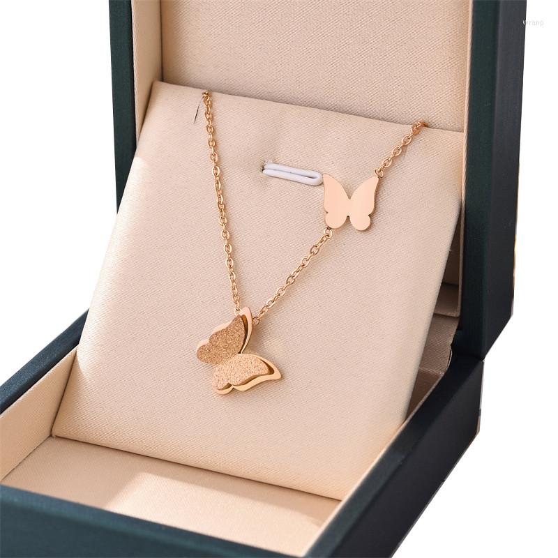 Pendant Necklaces 316L Stainless Steel Necklace Rose Gold Frosted Double Butterfly For Women Does Not Fade Jewelry
Pendant Necklaces 316L Stainless Steel Necklace Rose Gold Frosted Double Butterfly For Women Does Not Fade Jewelry