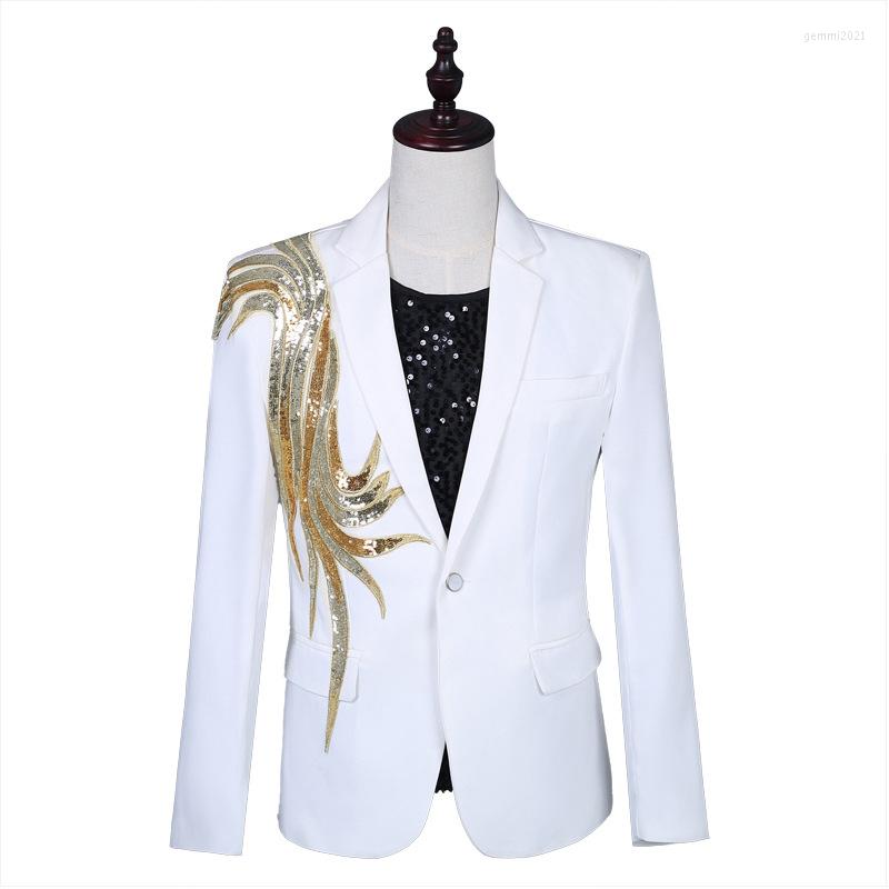Men' Suits Golden Sequins Male White Slim Fit Wedding Formal Blazer Men' Dress Dance Performance Men Fashion Host Stage Clothing
Men' Suits Golden Sequins Male White Slim Fit Wedding Formal Blazer Men' Dress Dance Performance Men Fashion Host Stage Clothing