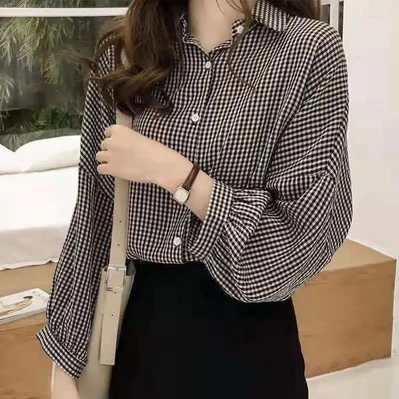 Women's T Shirts YIHUA Women Long Sleeve Turn Down Collar Fashion Vintage Plaid Print Blouse, Picture shown
Women's T Shirts YIHUA Women Long Sleeve Turn Down Collar Fashion Vintage Plaid Print Blouse, Picture shown