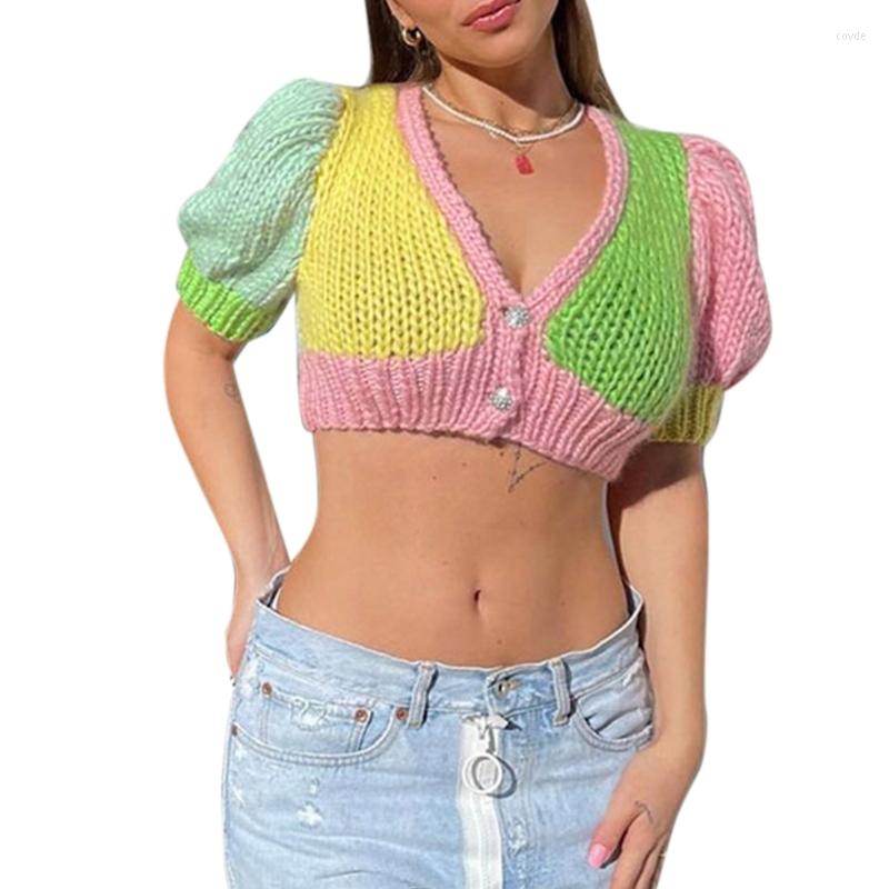 Women' T Shirts Women Puff Short Sleeve Crop Top Sexy Deep V-Neck Button Knit Sweater Cardigan Harajuku Color Block Patchwork Slim Shirt, As pictures shown.
Women' T Shirts Women Puff Short Sleeve Crop Top Sexy Deep V-Neck Button Knit Sweater Cardigan Harajuku Color Block Patchwork Slim Shirt, As pictures shown.