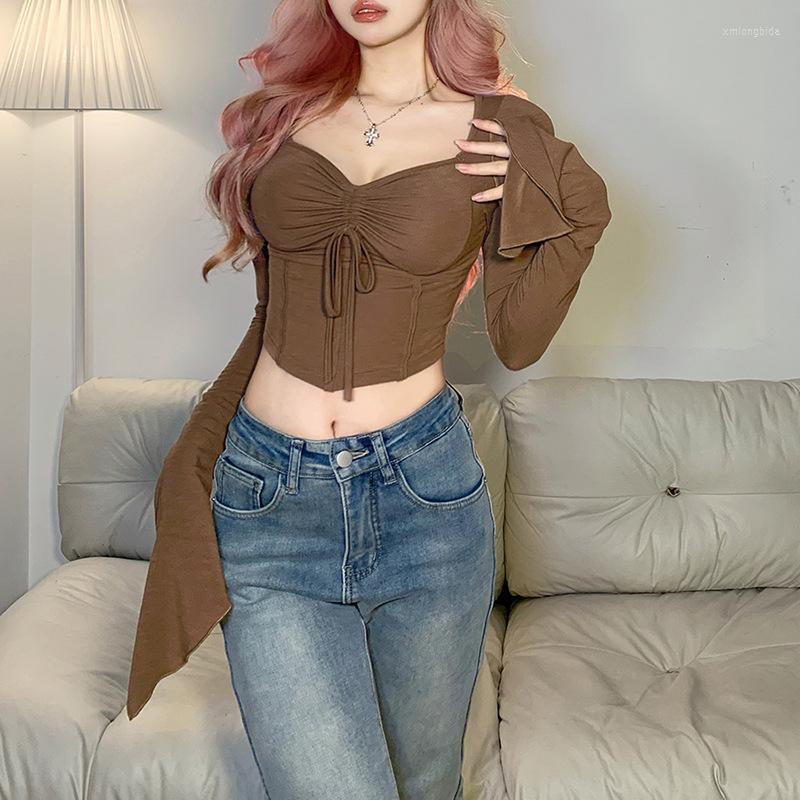 Women' T Shirts European-American Spring Women' Sexy Top Solid Color Slim Fit Show Umbilical Fashion Square Neck Long Sleeve Pleated, Auburn
Women' T Shirts European-American Spring Women' Sexy Top Solid Color Slim Fit Show Umbilical Fashion Square Neck Long Sleeve Pleated, Auburn