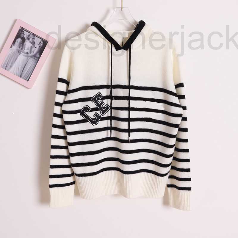 Women' Knits & Tees designer Hat Long Sleeve Top Spring New Contrast Stripe Relaxed Hooded Knitted Sweater W6TB, White
Women' Knits & Tees designer Hat Long Sleeve Top Spring New Contrast Stripe Relaxed Hooded Knitted Sweater W6TB, White