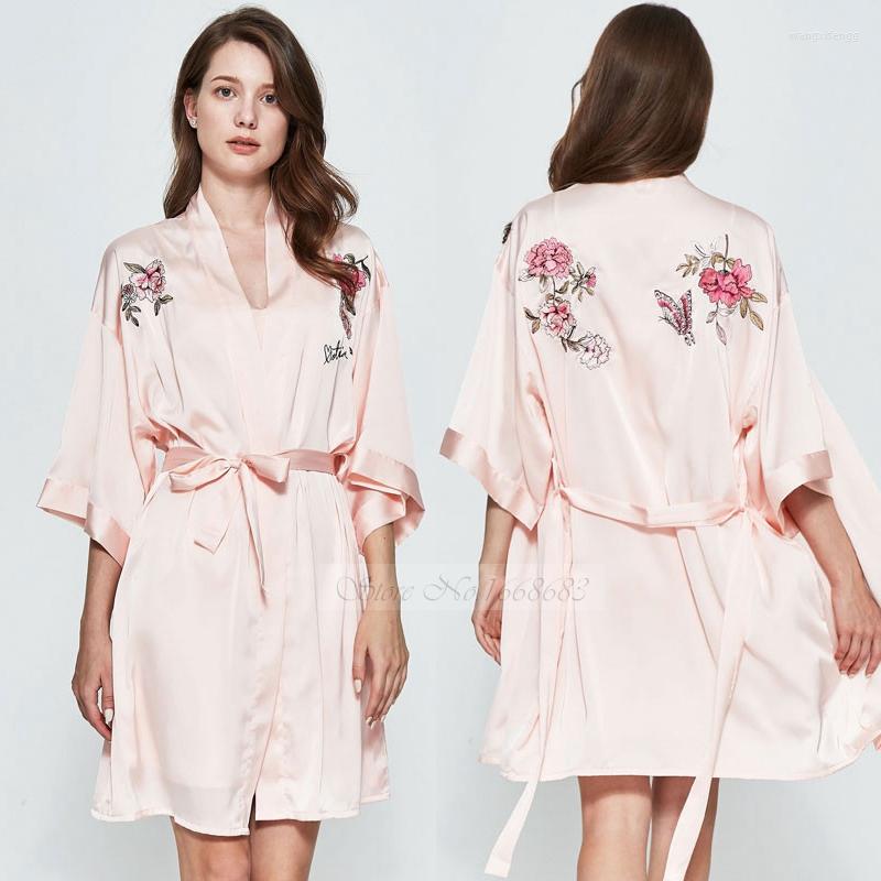 Women's Sleepwear Embroidery Flower Robe Spring Summer Women Kimono Bathrobe Gown Thin Satin Half Sleeve Home Dress Loose Nightdress, Pink
Women's Sleepwear Embroidery Flower Robe Spring Summer Women Kimono Bathrobe Gown Thin Satin Half Sleeve Home Dress Loose Nightdress, Pink
