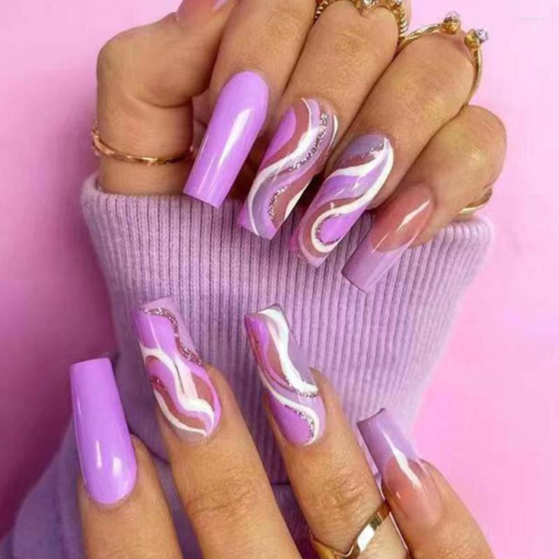 False Nails Press On Long Ballet Purple Ripple Shiny Fragment Fake DIY Wearable Coffin French Full Cover 24Pcs, Only fake nails
False Nails Press On Long Ballet Purple Ripple Shiny Fragment Fake DIY Wearable Coffin French Full Cover 24Pcs, Only fake nails