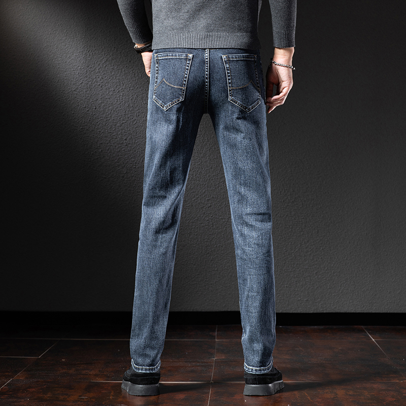 Men's Jeans Spring Autumn Men's Slim Straight Denim Jeans Premium Casual Clothing Simple Cotton Stretch Midweight Jeans Cowboy 230316