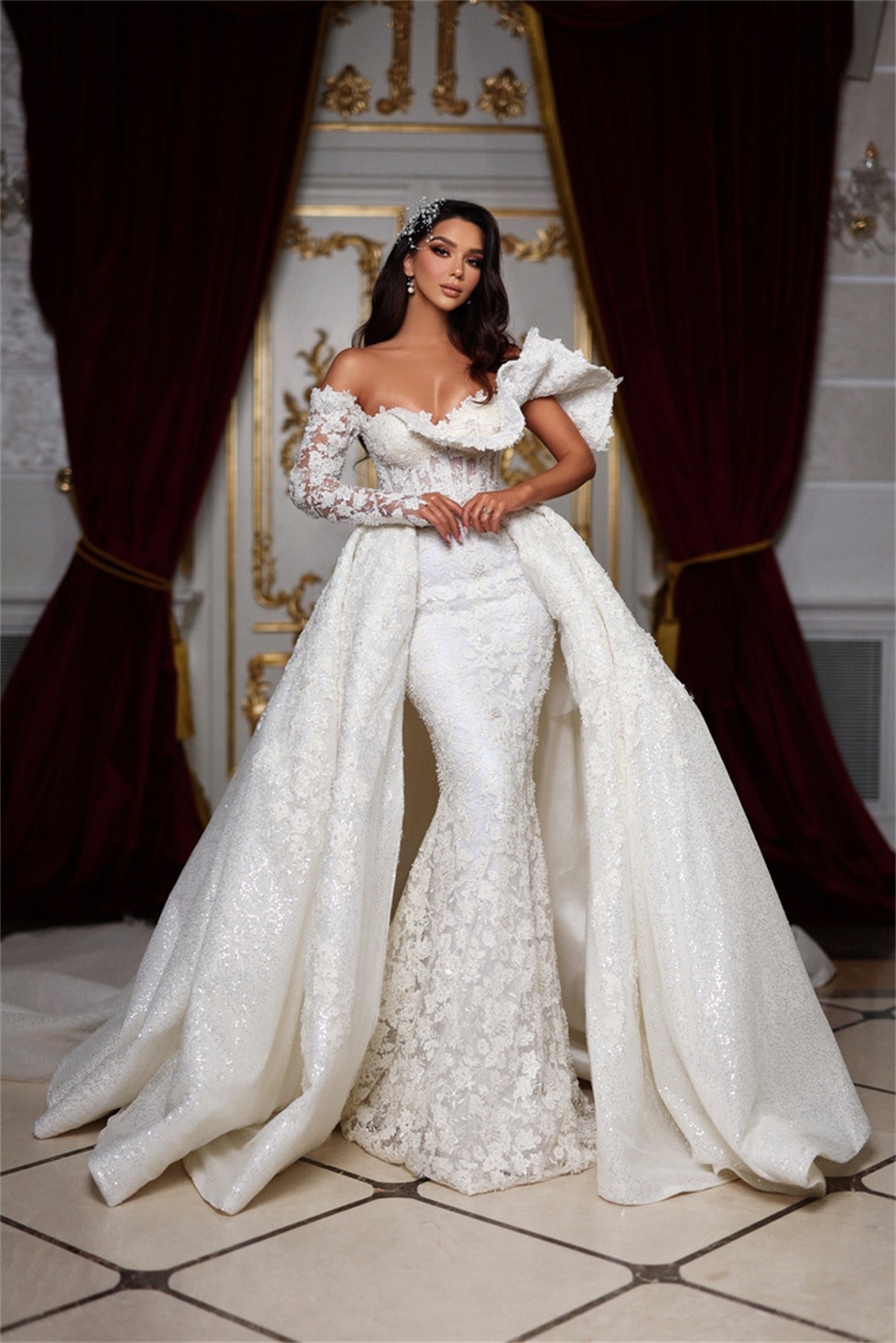 One Shoulder Sexy Lace Mermaid Wedding Dresses Elegant Floor Length Bridal Gowns Custom Made Illusion Dress Vestido De Novia