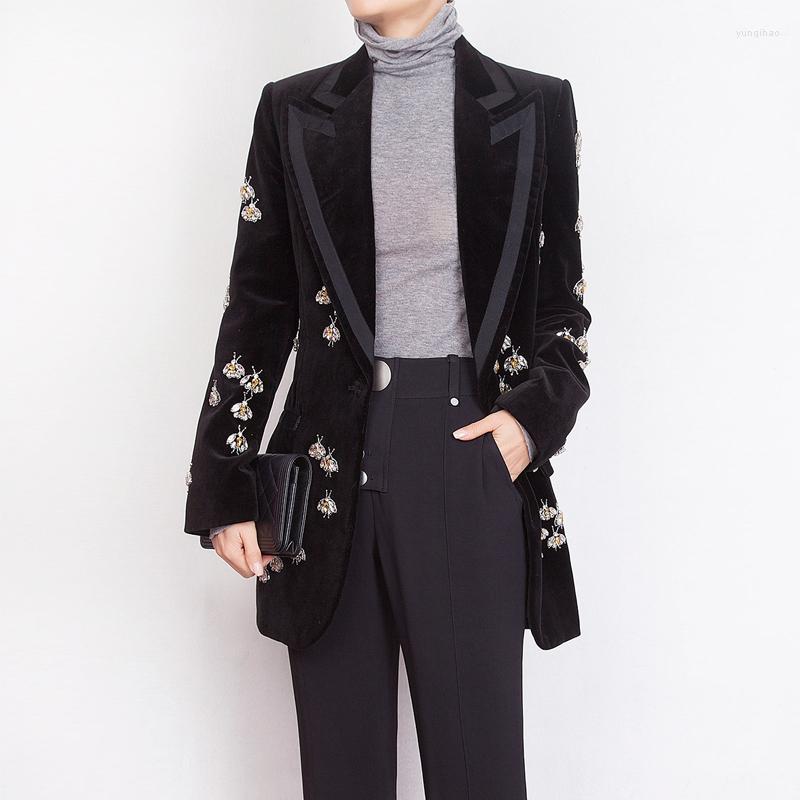 Women' Suits Luxury Heavy Work Beaded Diamond Small Bee Long Suit Jacket Female Spring Self-cultivation Temperament Velvet, Black
Women' Suits Luxury Heavy Work Beaded Diamond Small Bee Long Suit Jacket Female Spring Self-cultivation Temperament Velvet, Black