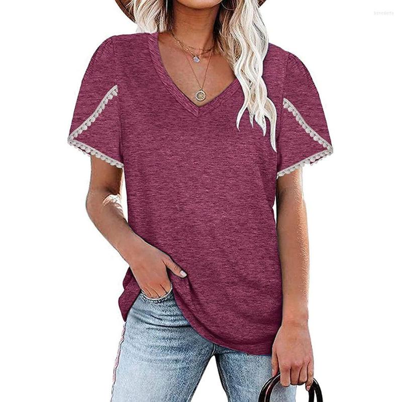 Women' T Shirts Summer Fashion Women' Top V-neck Lace Petal Sleeve T-shirt Casual Commuter All-match Female And Lady Clothing
Women' T Shirts Summer Fashion Women' Top V-neck Lace Petal Sleeve T-shirt Casual Commuter All-match Female And Lady Clothing